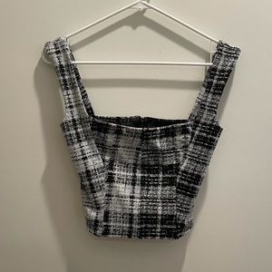NWOT Black and White Plaid Corset Top
